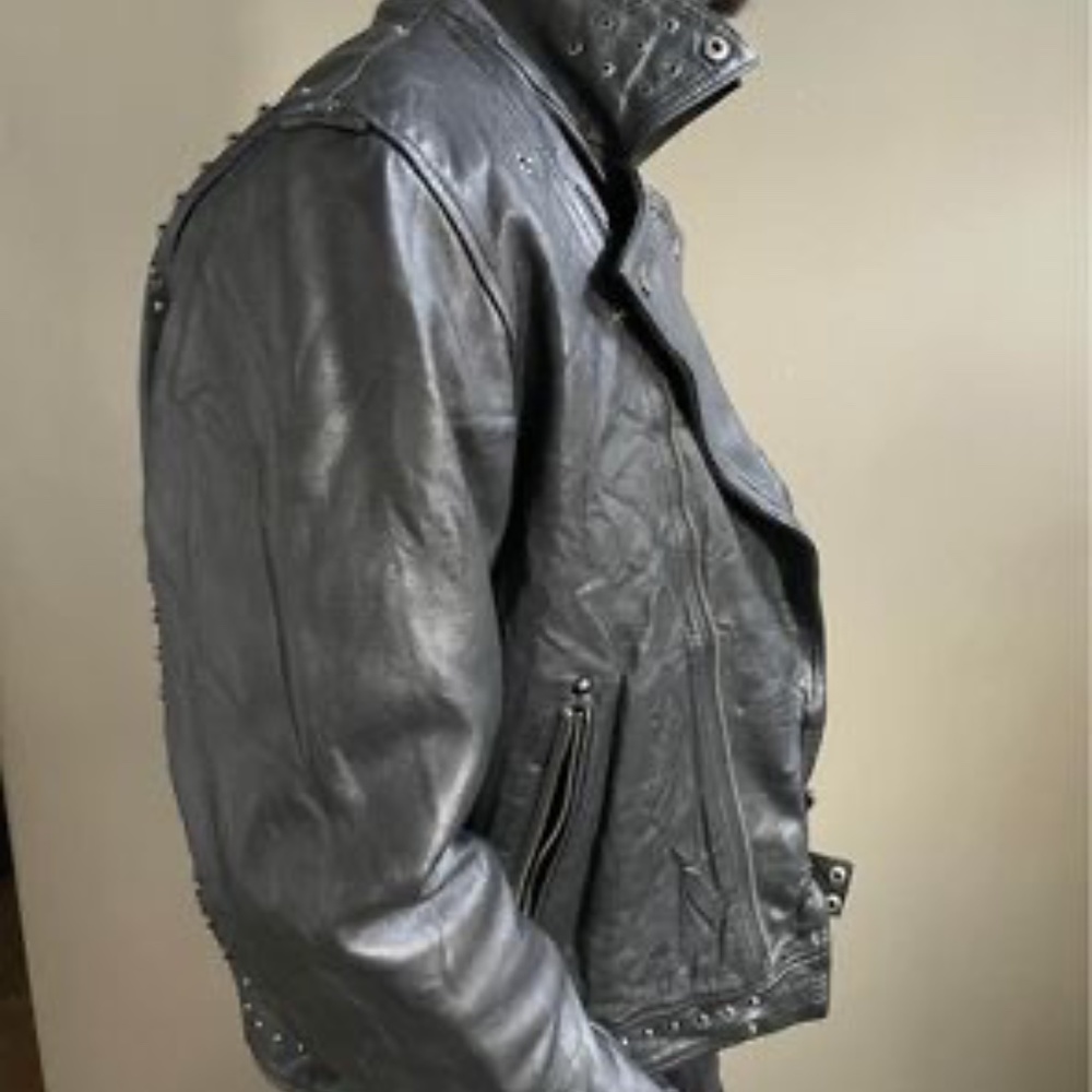 ASOS Death Rattle Leather Biker Jacket - Picture 6 of 7